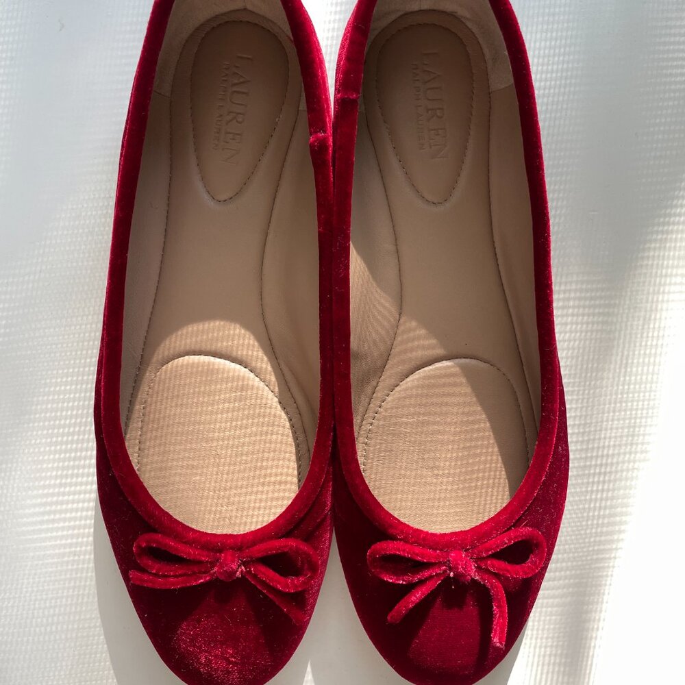 Lauren Ralph Lauren Jayna III Red Velvet Flats